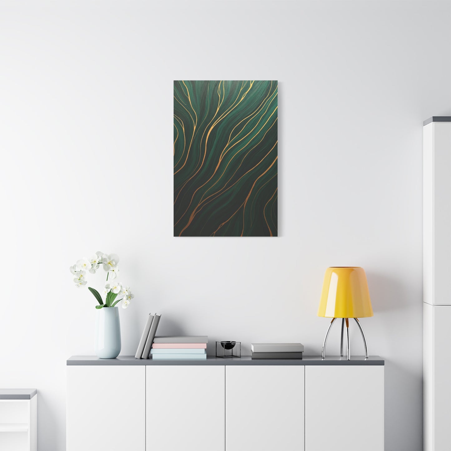Emerald Gold Flow Abstract Wall Art & Canvas Prints