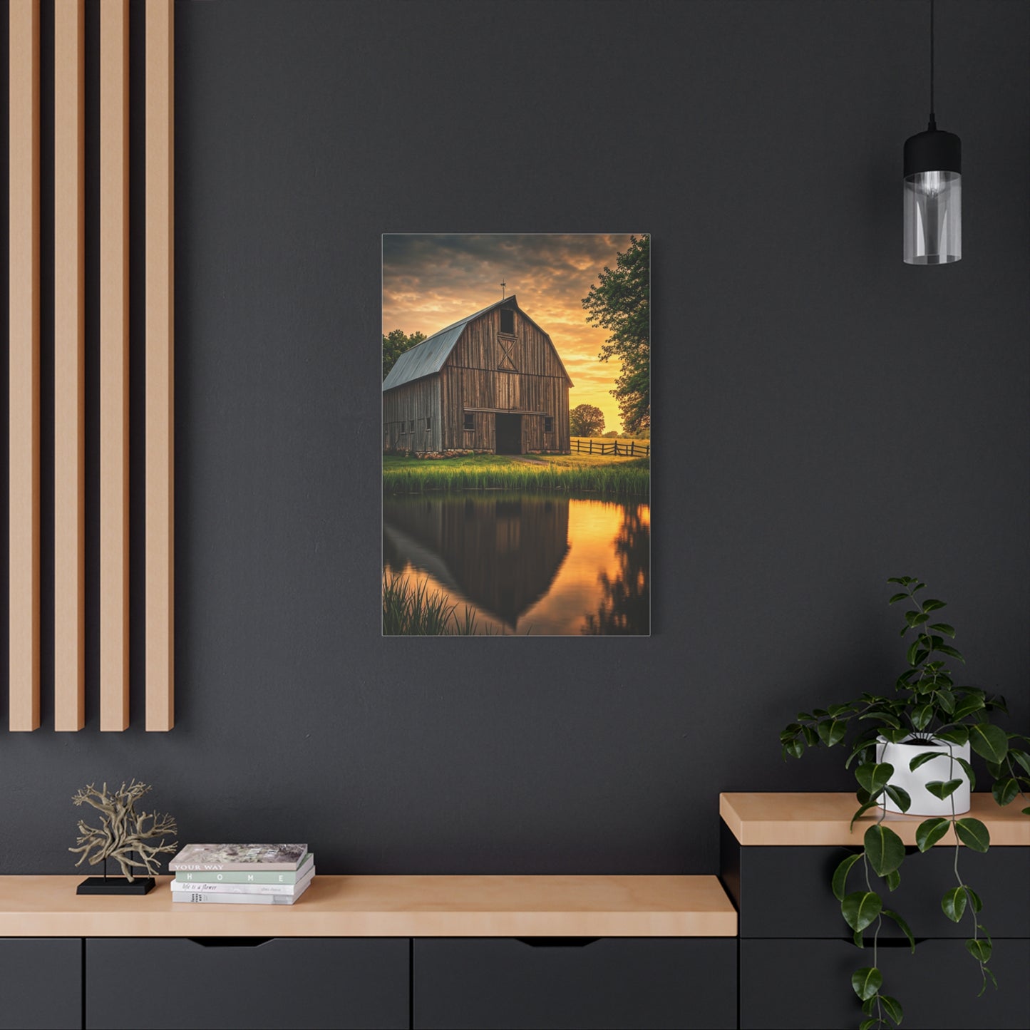 Barn Reflections at Golden Hour Wall Art & Canvas Prints