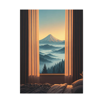 Mountain View Through Window Tranquil Interior Wall Art & Canvas Prints
