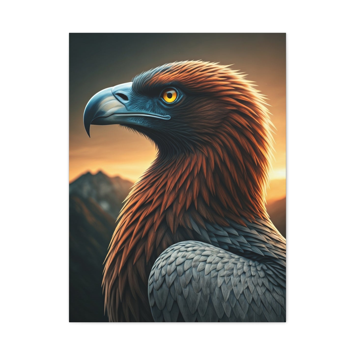 Golden Eagle with Vibrant Sunset Background Wall Art & Canvas Prints
