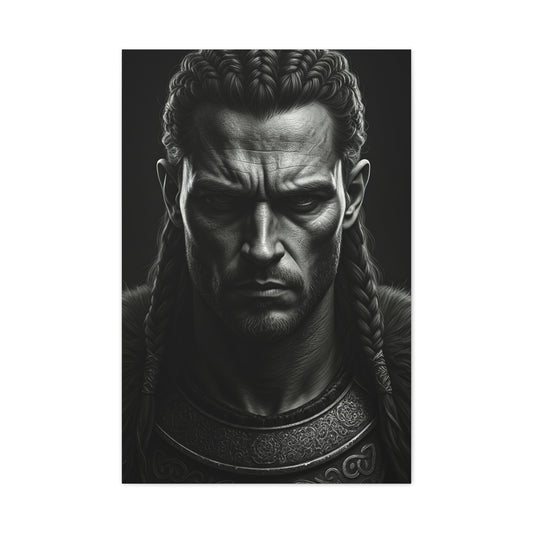 Unyielding Strength Black & White Warrior Portrait Wall Art & Canvas Prints