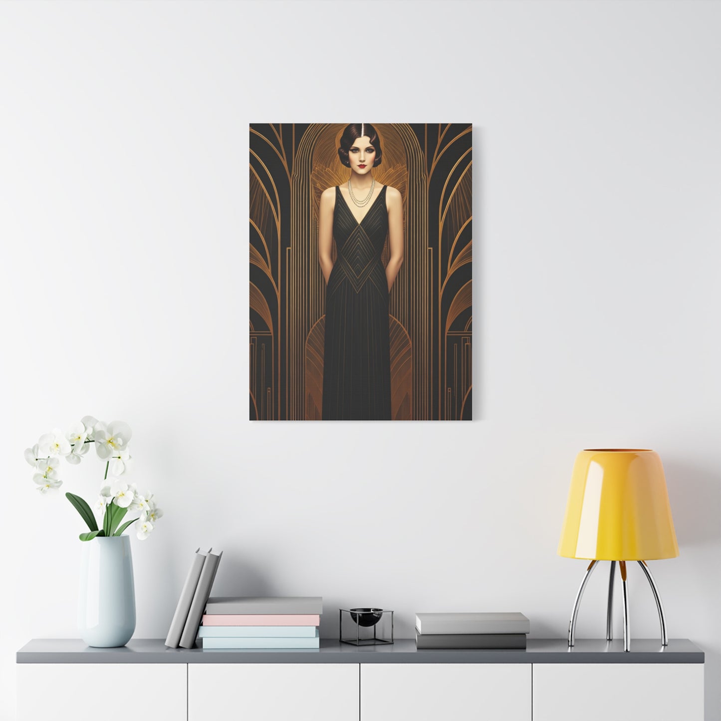 Midnight Deco Portrait Lady Wall Art & Canvas Prints