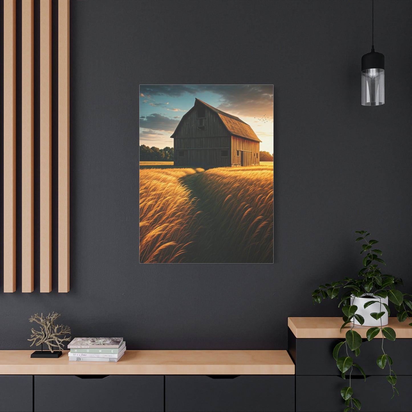 Harvest Field Barn at Sunset Wall Art & Canvas Prints