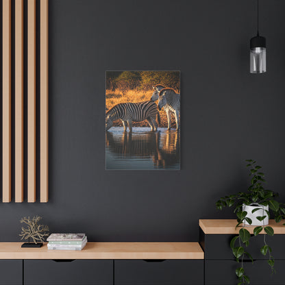 Zebra Pair at the Water’s Edge Wall Art & Canvas Prints
