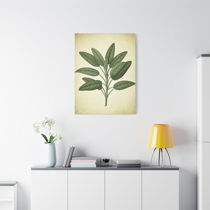 Sage Leaf Medicinal Illustration Wall Art & Canvas Prints