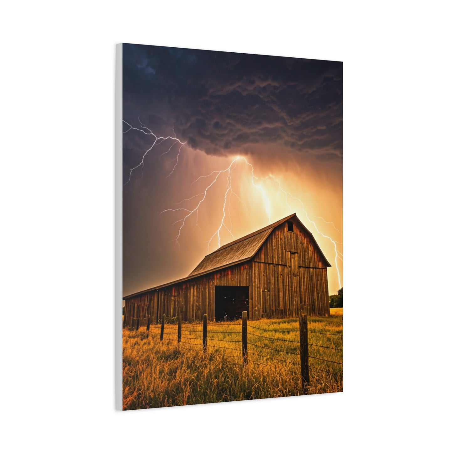 Lightning Over the Old Farm Barn Wall Art & Canvas Prints