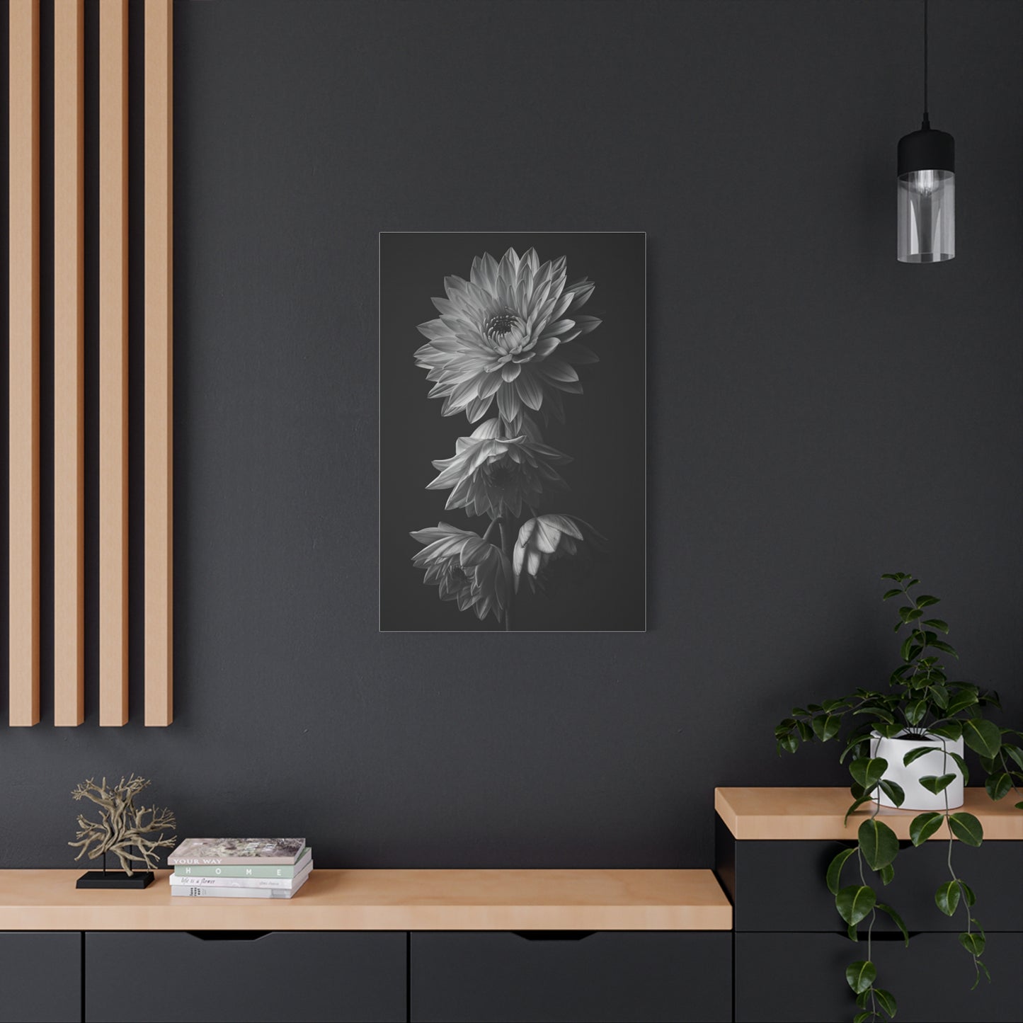 Vertical Dahlia Stem Composition Wall Art & Canvas Prints
