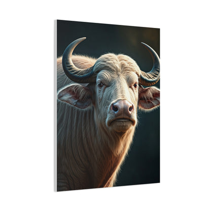 White Water Buffalo Portrait with Soft Glowing Light Wall Art & Canvas Print