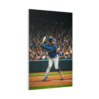 Lone Baseball Player Under Stadium Lights Wall Art & Canvas Prints