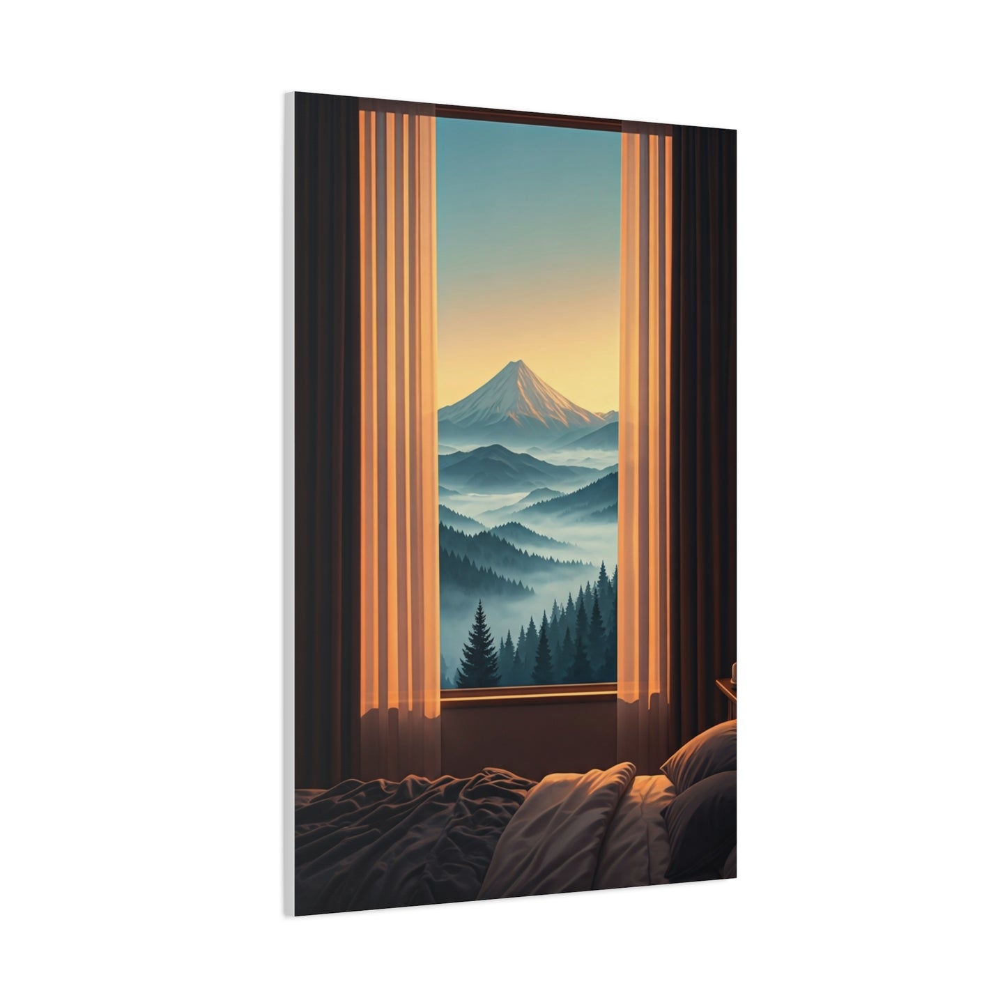 Mountain View Through Window Tranquil Interior Wall Art & Canvas Prints