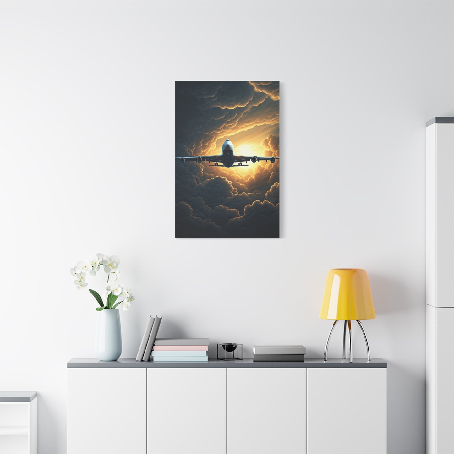 Golden Cloud Break Airplane Wall Art & Canvas Prints