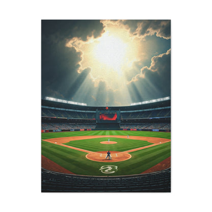 Golden Hour Baseball Field with Team Logo Wall Art & Canvas Prints