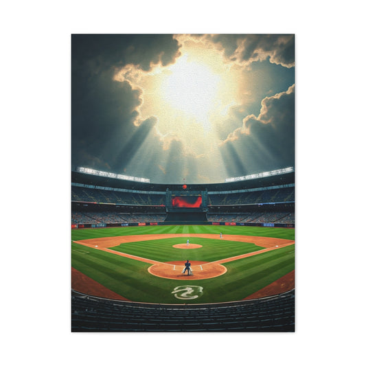 Golden Hour Baseball Field with Team Logo Wall Art & Canvas Prints