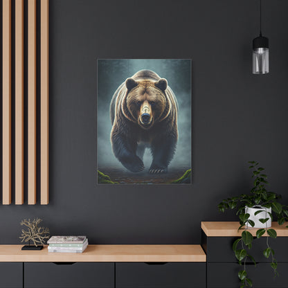 Charging Grizzly Through Mist Wall Art & Canvas Prints