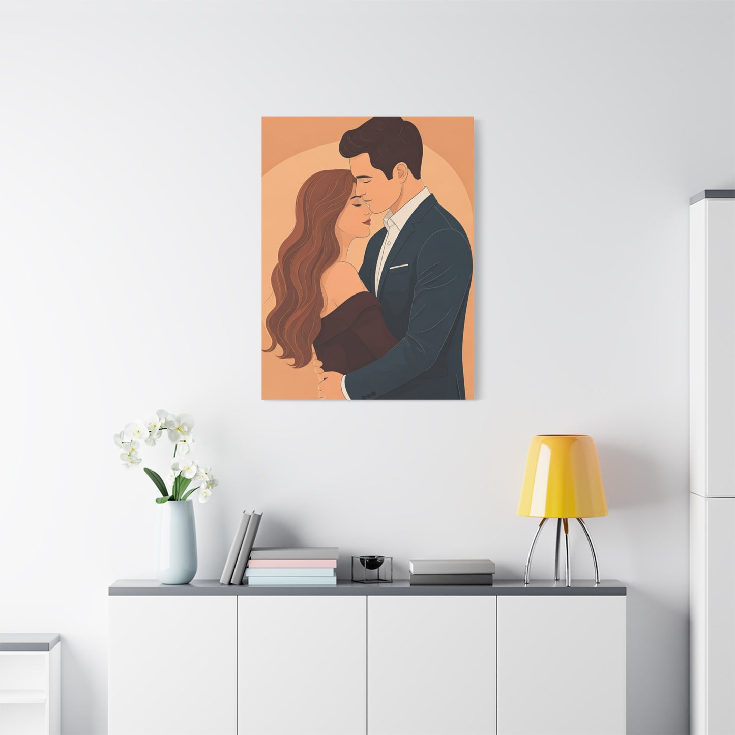 Romantic Embrace Illustration Wall Art & Canvas Prints