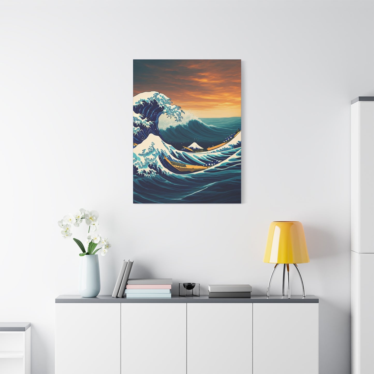 Crimson Horizon Wave Wall Art & Canvas Prints