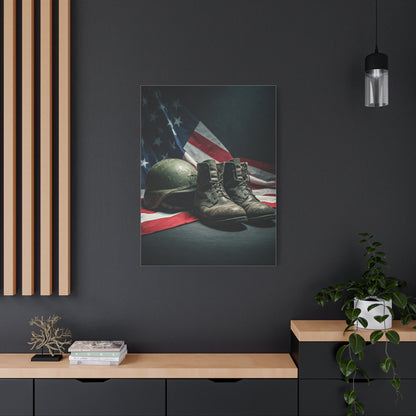 Battlefield Helmet and Boots Tribute Wall Art & Canvas Prints.