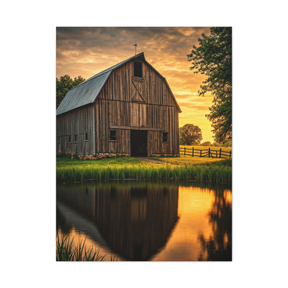 Barn Reflections at Golden Hour Wall Art & Canvas Prints
