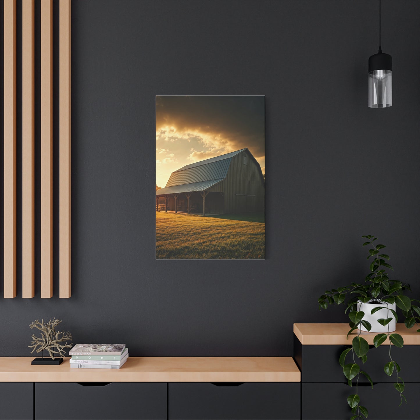 Golden Hour Farm Barn Landscape Wall Art & Canvas Prints