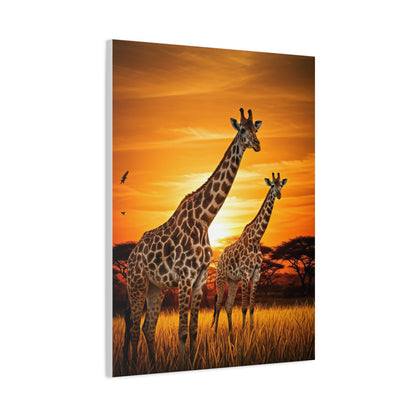 Giraffe Family at Golden Sunset Wall Art & Canvas Prints