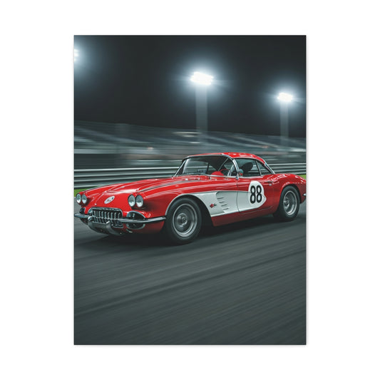 1962 Chevrolet Corvette C1 Night Circuit Racer Wall Art & Canvas Prints