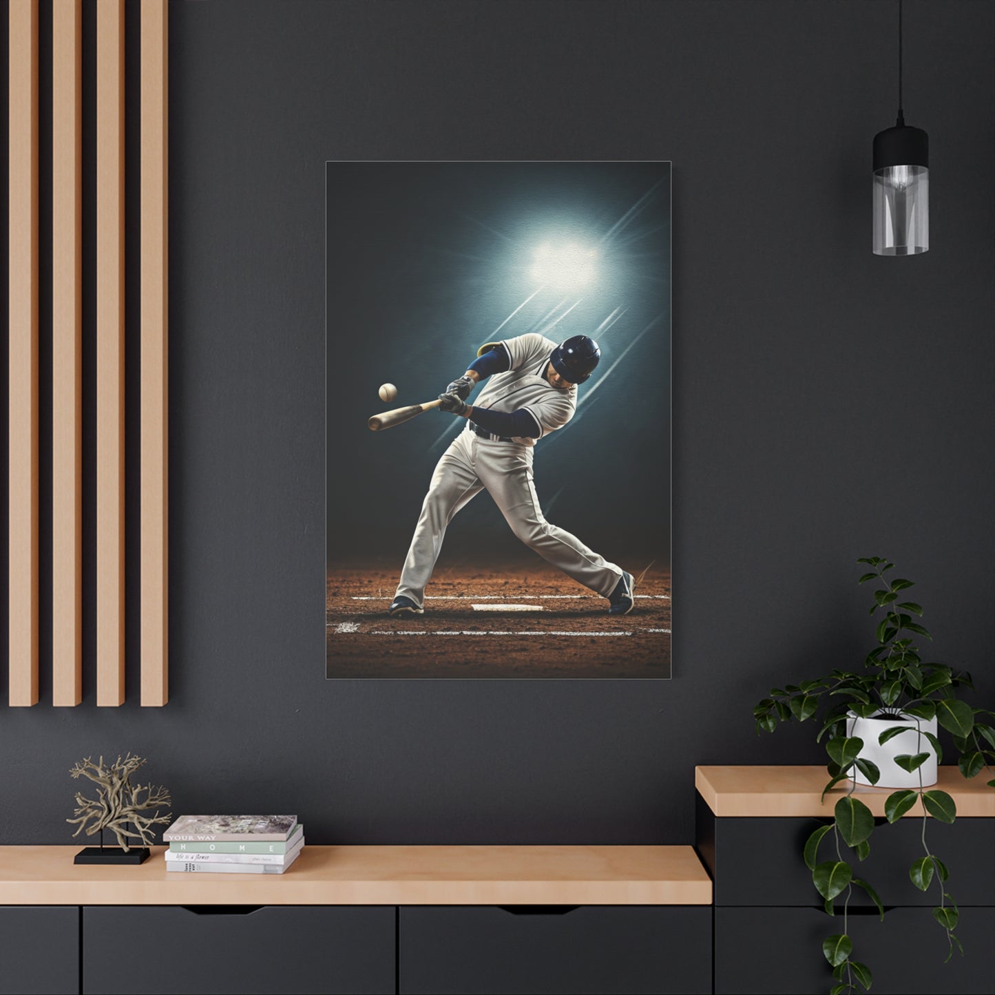 Baseball Player Spotlight Swing Drama Wall Art & Canvas Prints