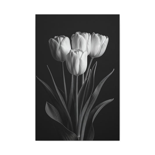 Graceful Tulip Trio Monochrome Wall Art & Canvas Prints