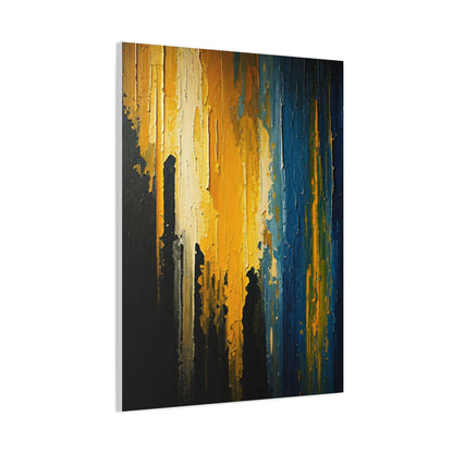 Vertical Gold and Blue Abstract Wall Art & Canvas Prints