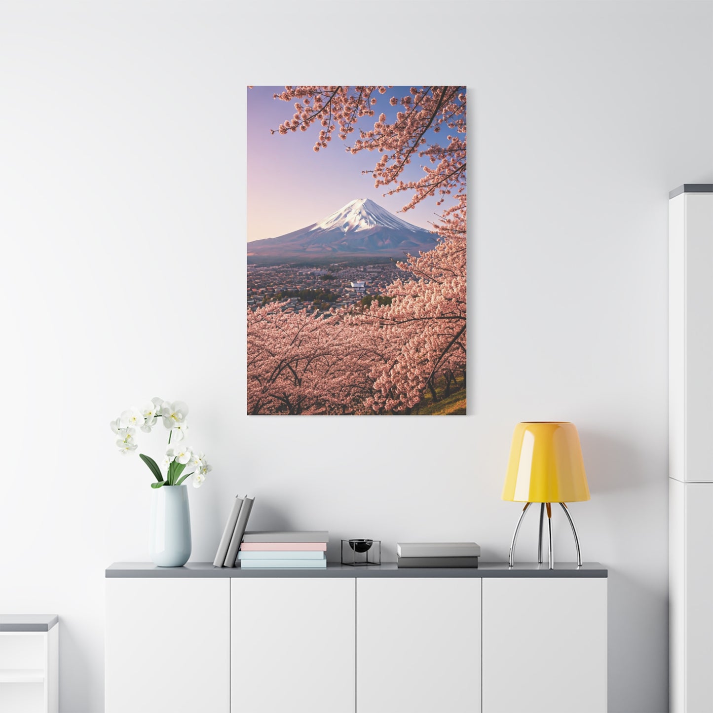 Mount Fuji Over Sakura Blossom Hillside Wall Art & Canvas Prints
