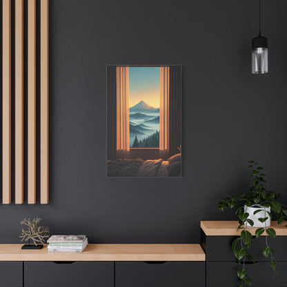 Mountain View Through Window Tranquil Interior Wall Art & Canvas Prints