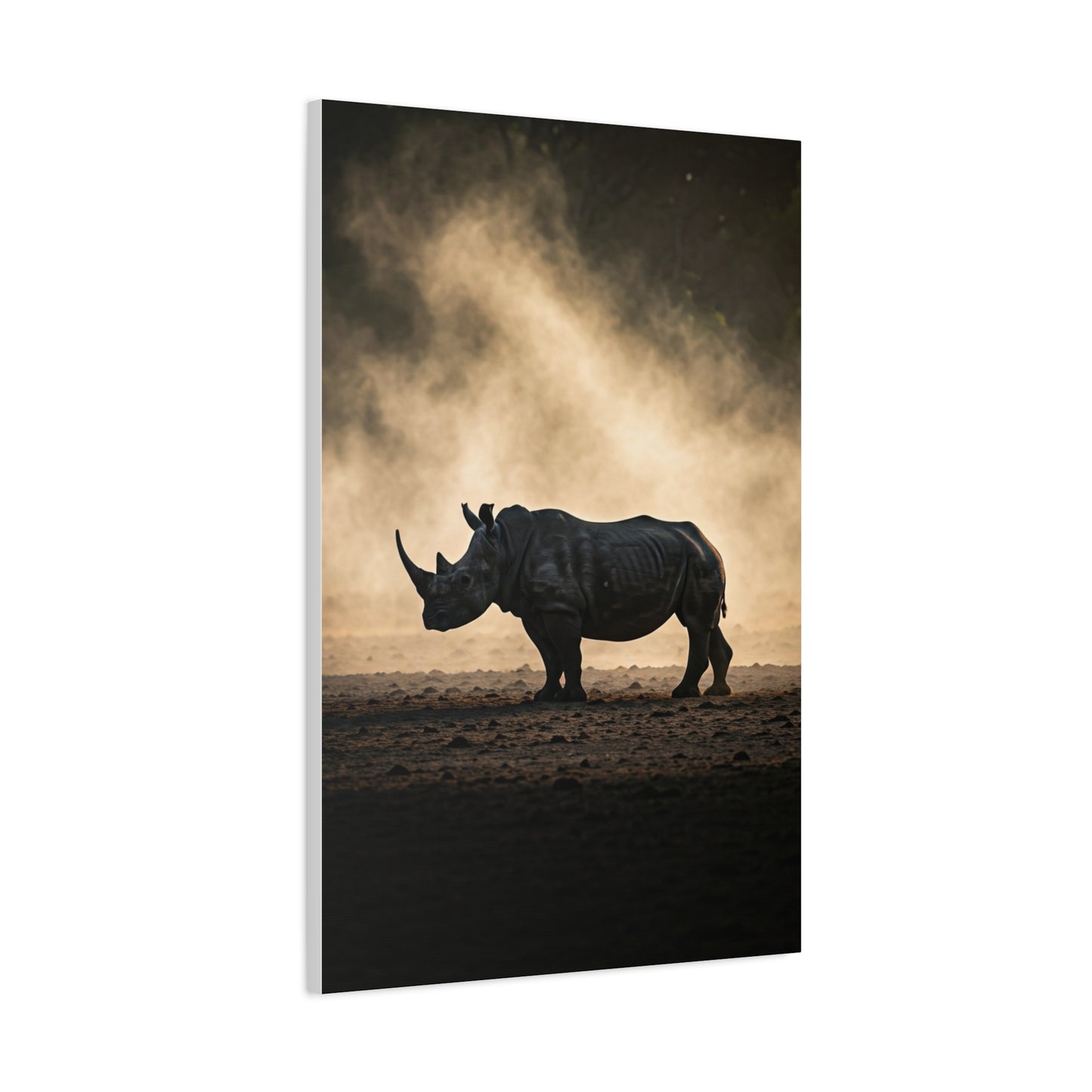 Rhino in Golden Dust Wilderness Wall Art & Canvas Prints