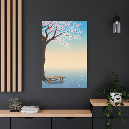 Minimal Sakura Tree With Bench Spring Serenity Wall Art & Canvas Prints