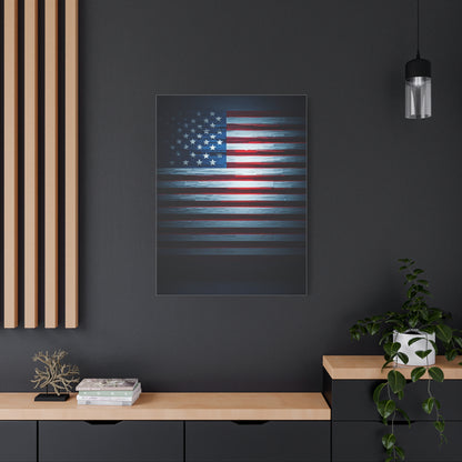 Minimalist Dark American Flag Glow Wall Art & Canvas Prints