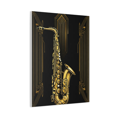 Golden Jazz Saxophone Art Deco Wall Art & Canvas Prints