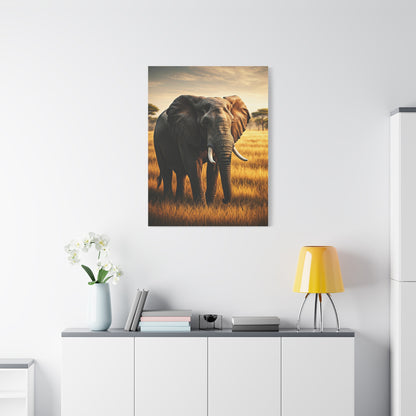 Majestic Elephant in Golden Grasslands Wall Art & Canvas Prints