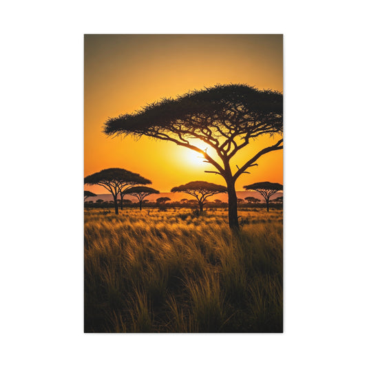 Sunset Silhouette Savanna Tree Wall Art & Canvas Prints