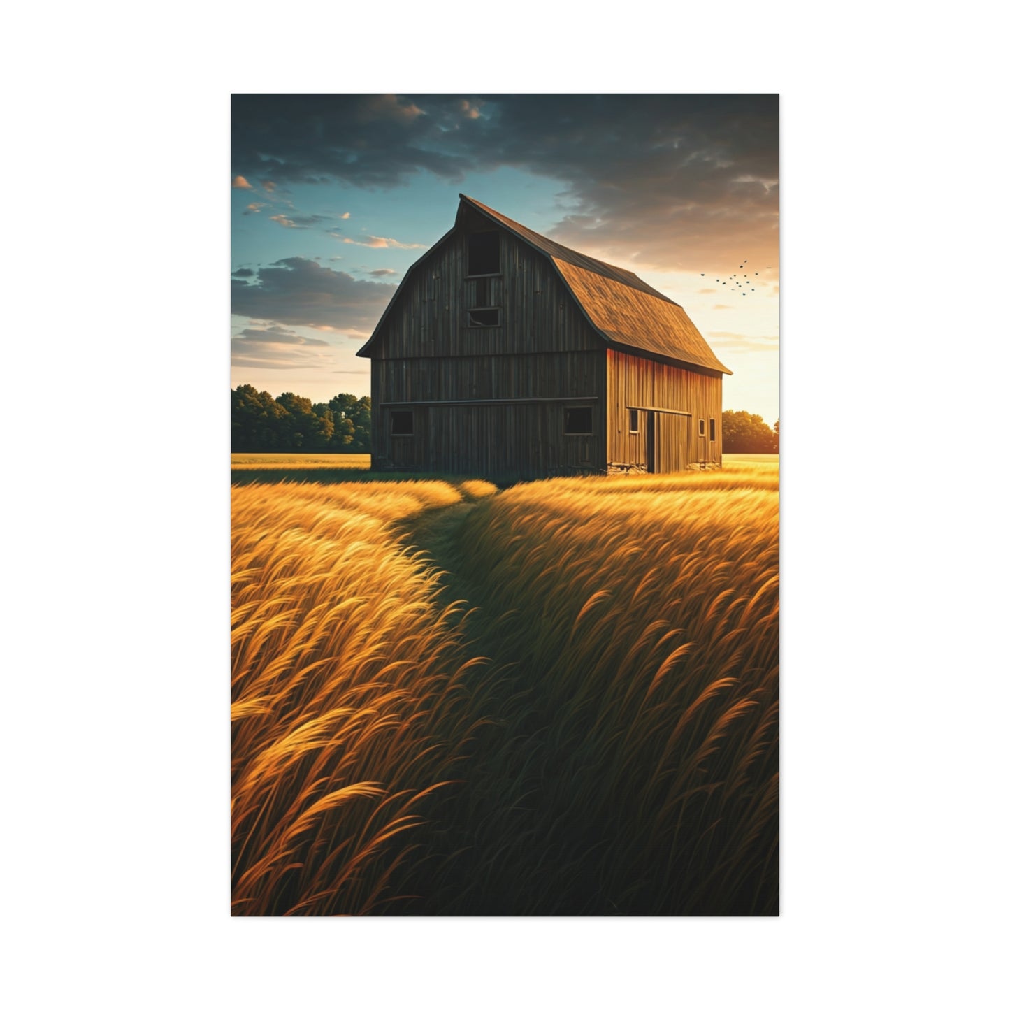 Harvest Field Barn at Sunset Wall Art & Canvas Prints