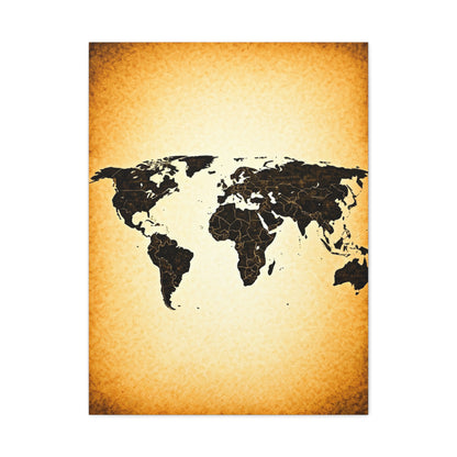Minimal Black Silhouette World Map Wall Art & Canvas Prints