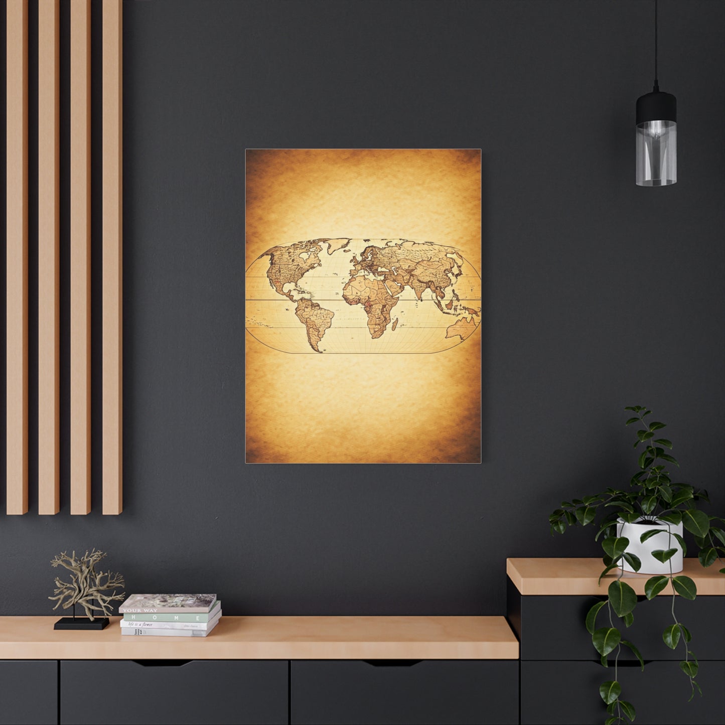 Modern Vintage Silhouette World Map Wall Art & Canvas Prints