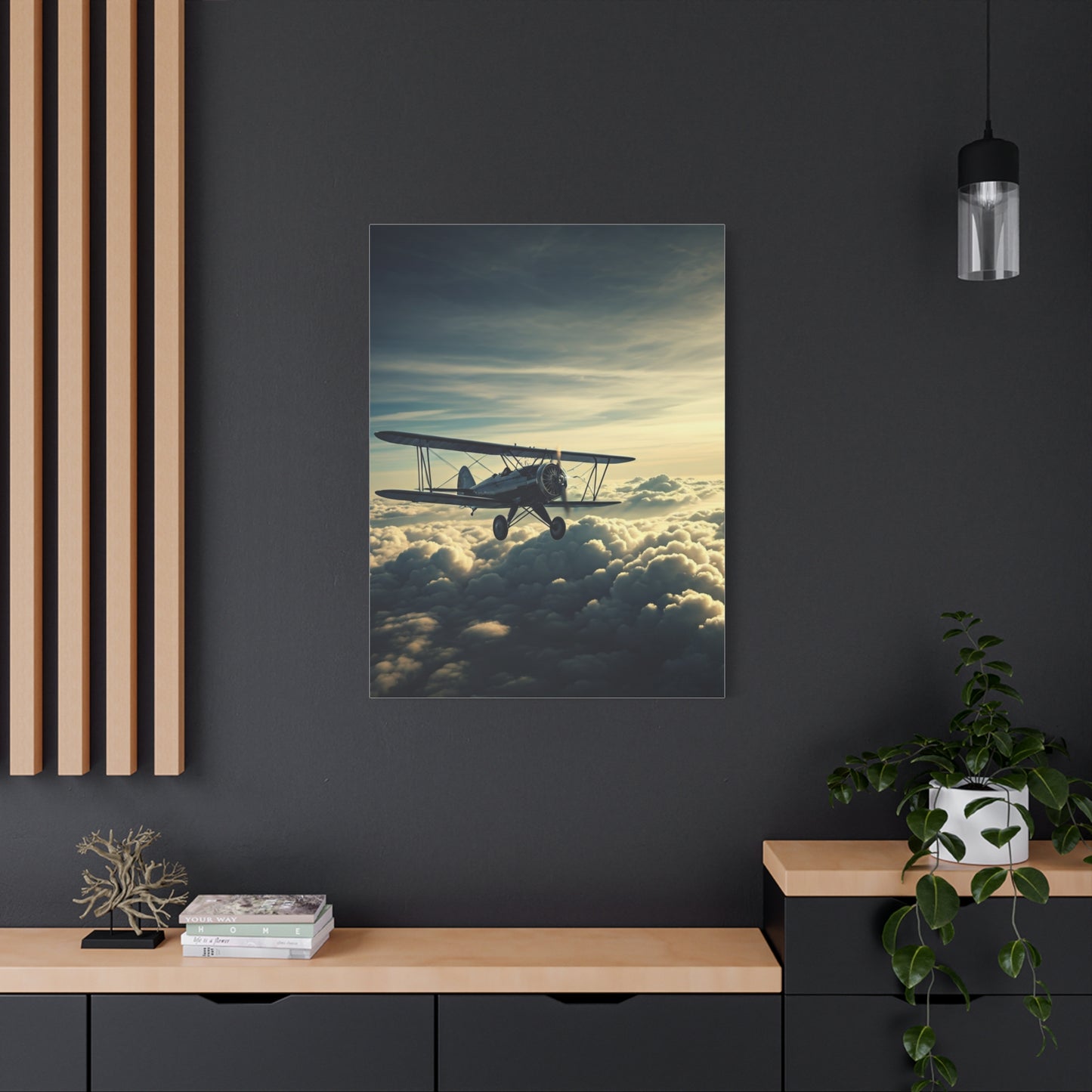 High-Altitude Biplane Above the Clouds Wall Art & Canvas Prints