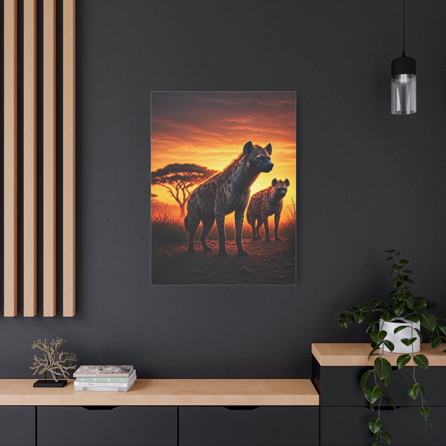 Hyena Pack at Sunset Wilderness Wall Art & Canvas Prints