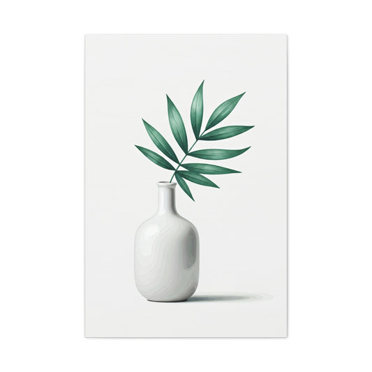 Minimal Vase with Green Leaves Wall Art & Canvas Prints