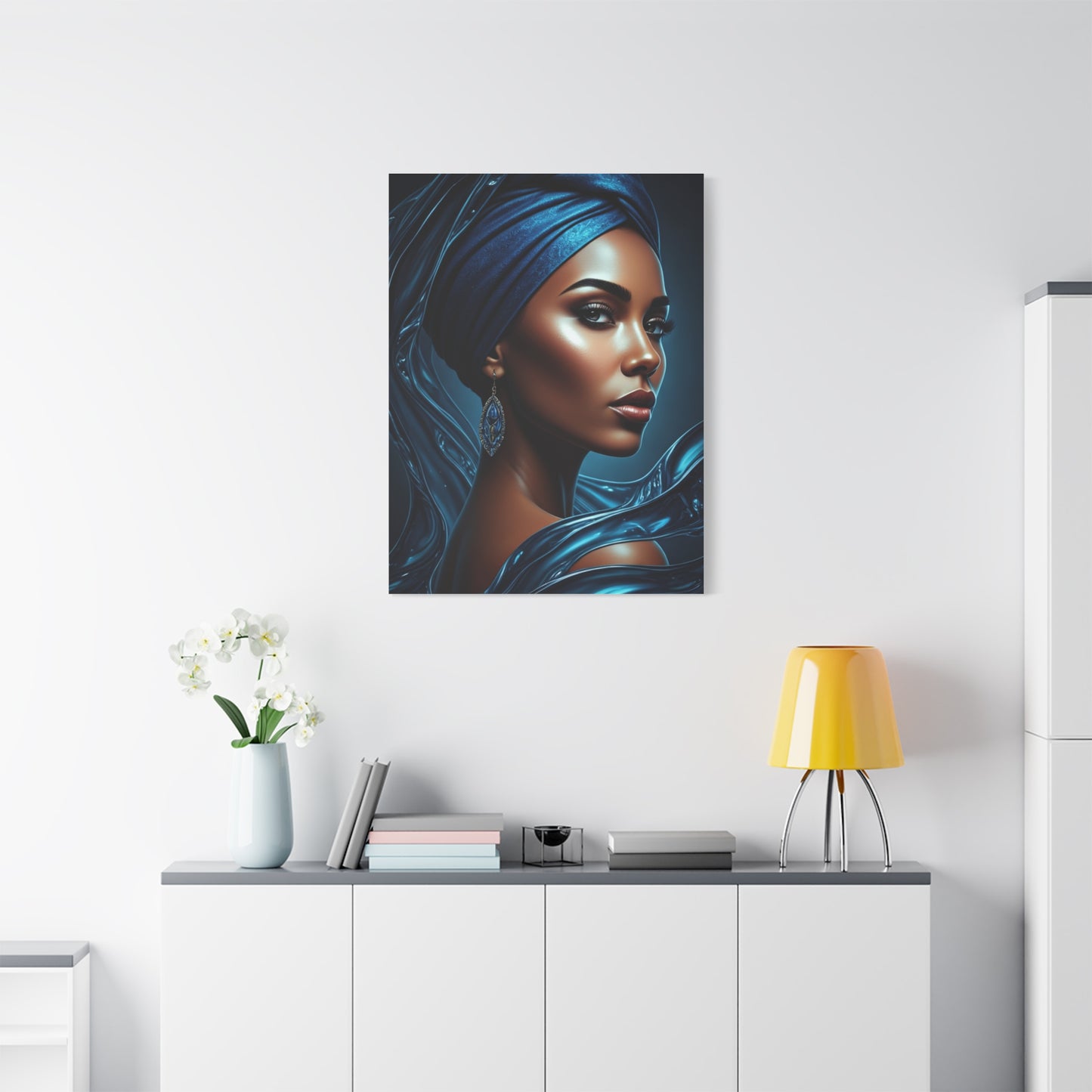 Blue Silk Elegance Portrait Wall Art & Canvas Prints