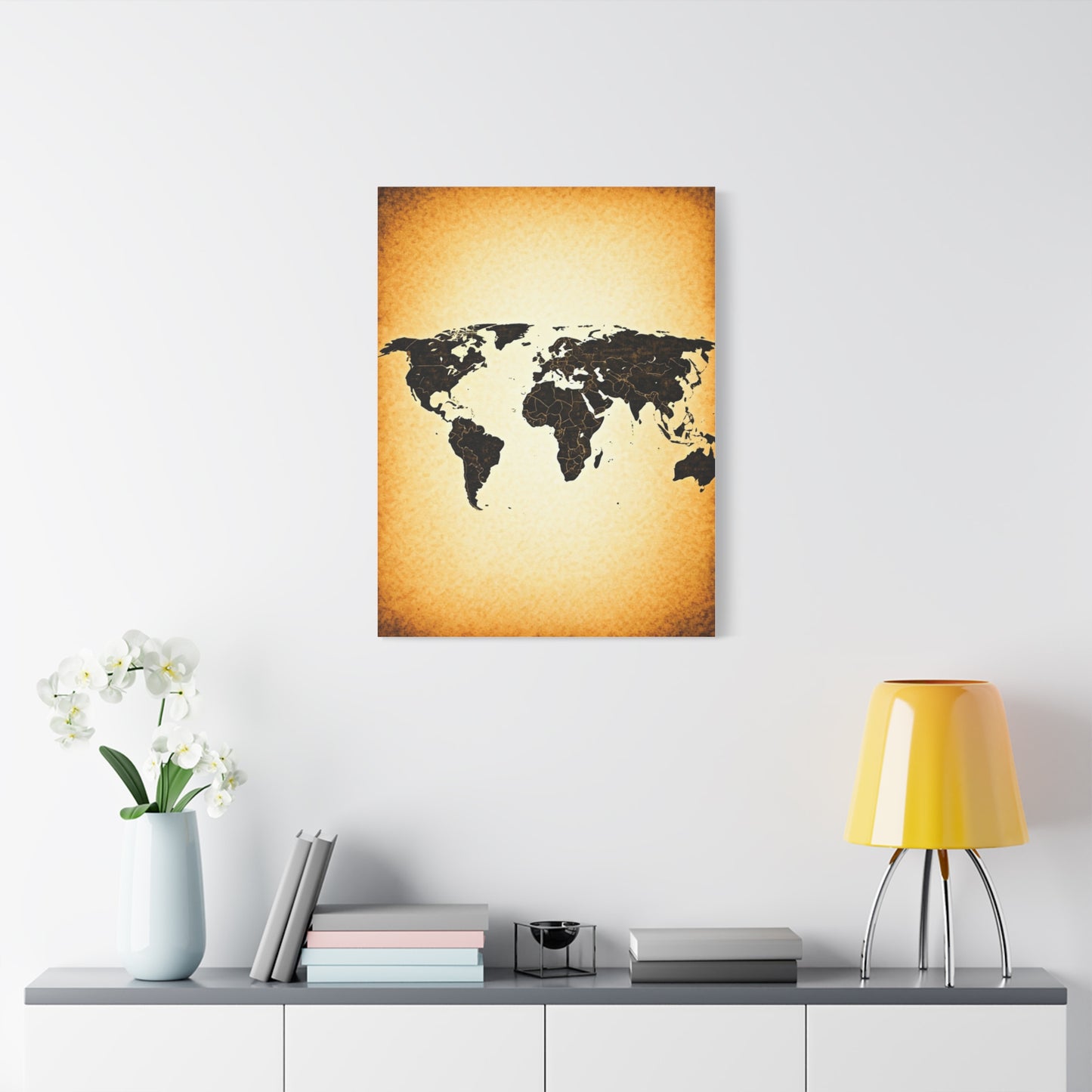 Minimal Black Silhouette World Map Wall Art & Canvas Prints