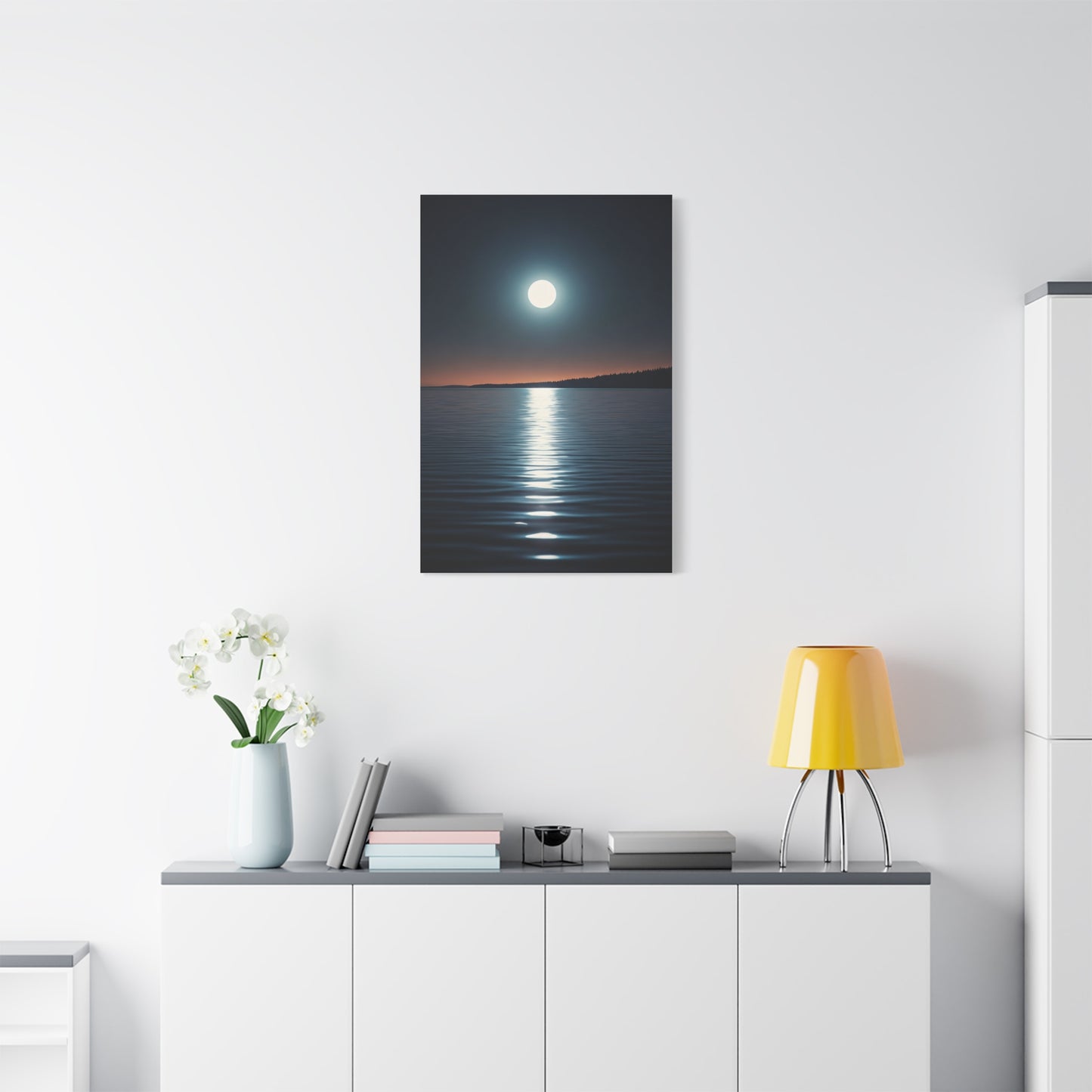 Moonlit Reflection Over Silent Waters Wall Art & Canvas Prints