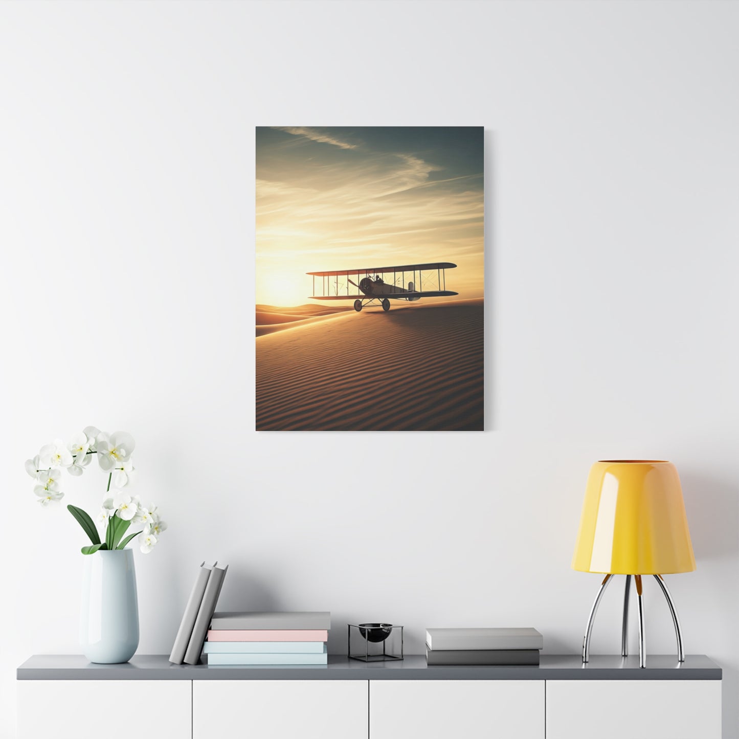 Desert Dawn Biplane Flight Wall Art & Canvas Prints