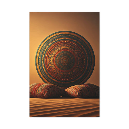Sacred Mandala Resting in Sand Wall Art & Canvas Prints
