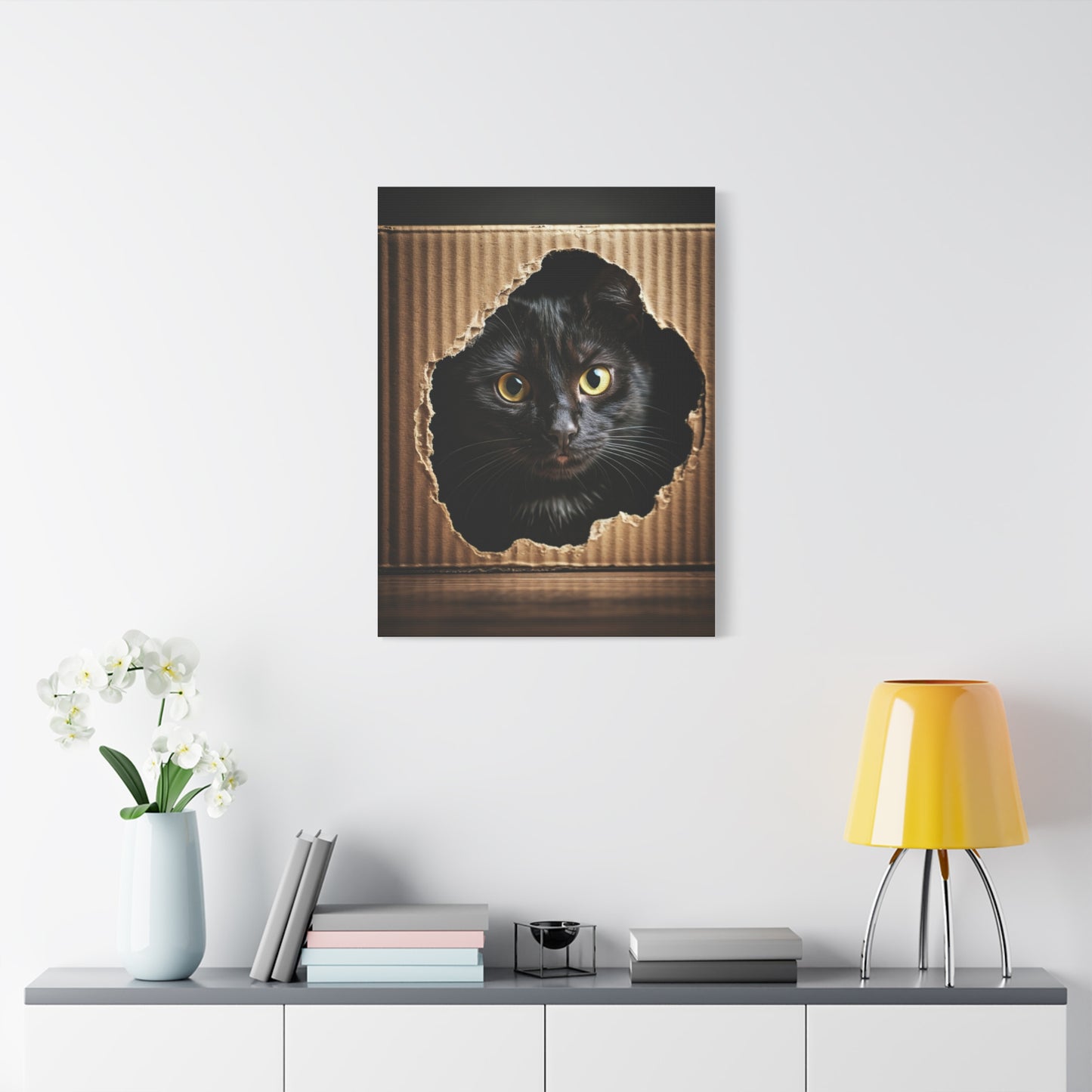 Curious Black Cat Peek Wall Art & Canvas Prints