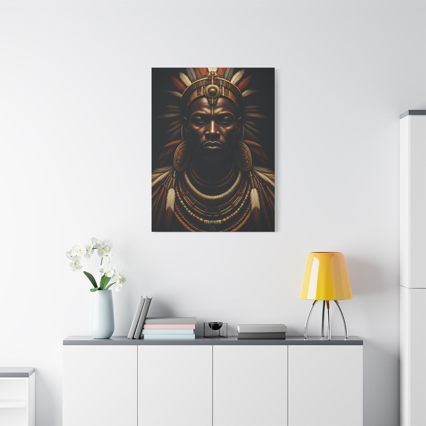 Crowned Tribal King Portrait Wall Art & Canvas Prints