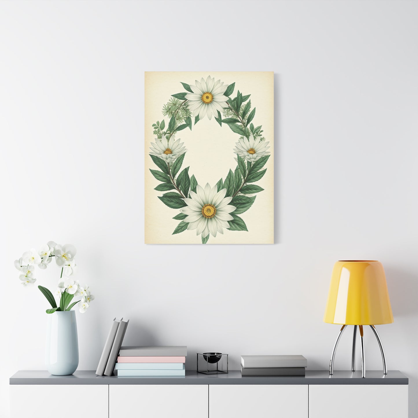 Floral Wreath Illustration Wall Art & Canvas Prints